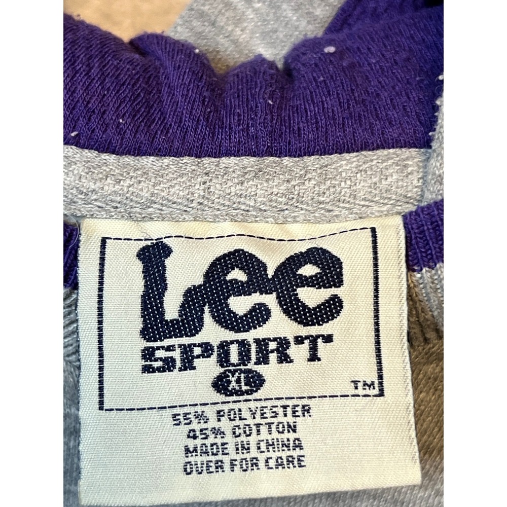 Lee Sport Minnesota‎ Vikings Hoodie NFL Football Gray Purple Gold Mens - Picture 6 of 9